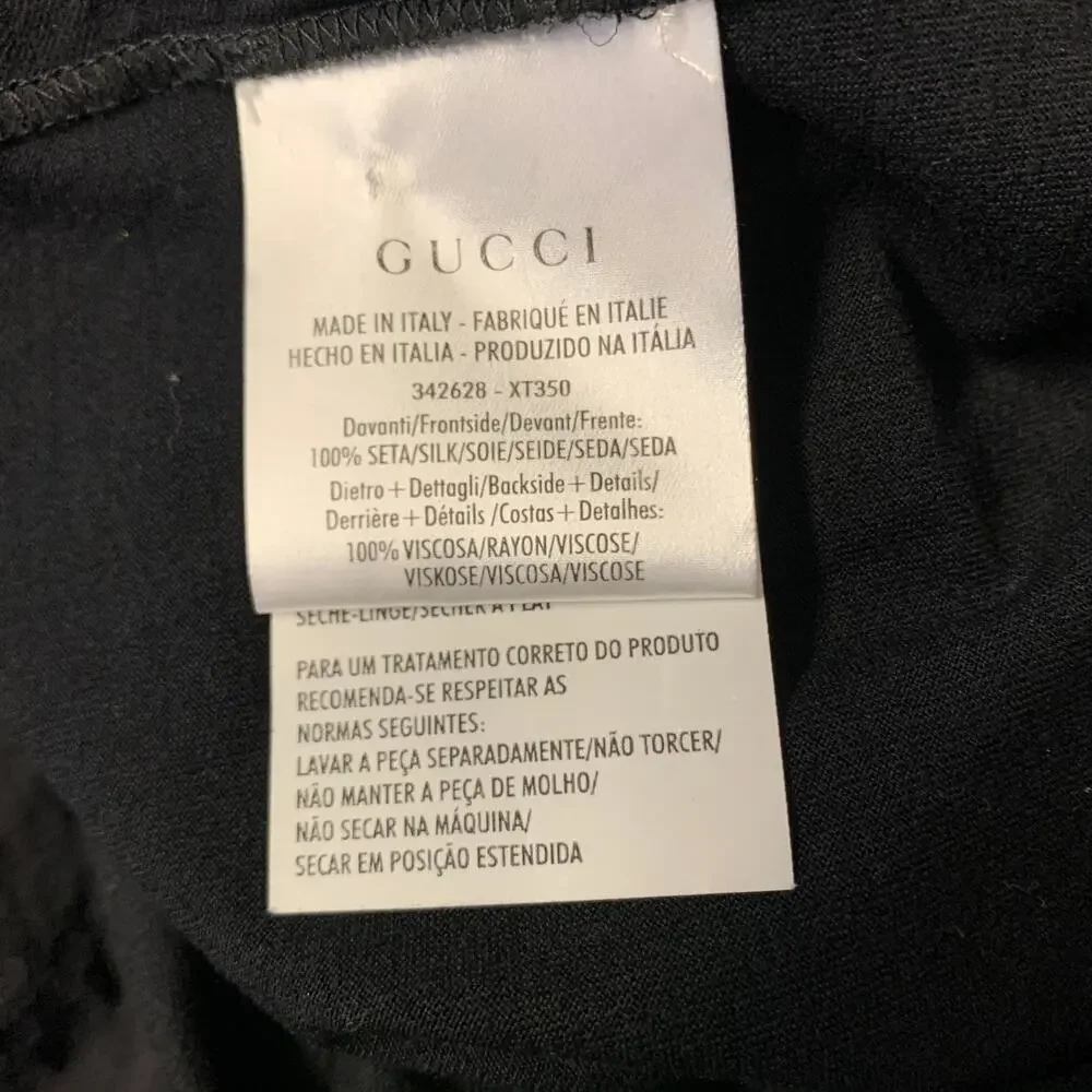 GUCCI Size One Size Black Studded Silk Crew Neck T Shirt